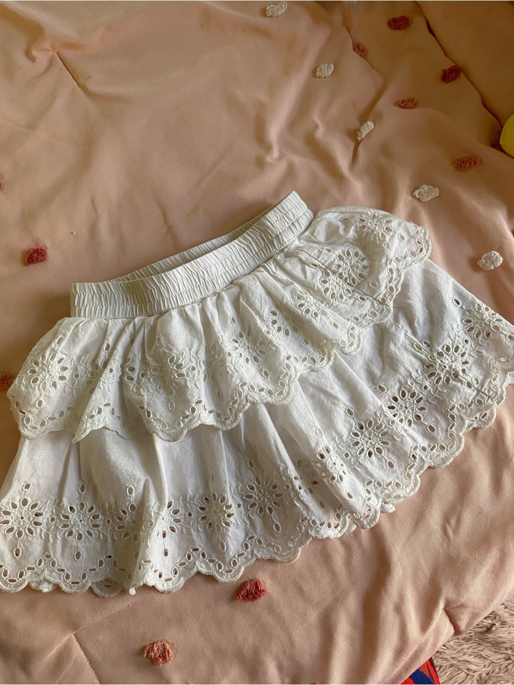 GAP White Eyelet Tiered Mini Skirt
